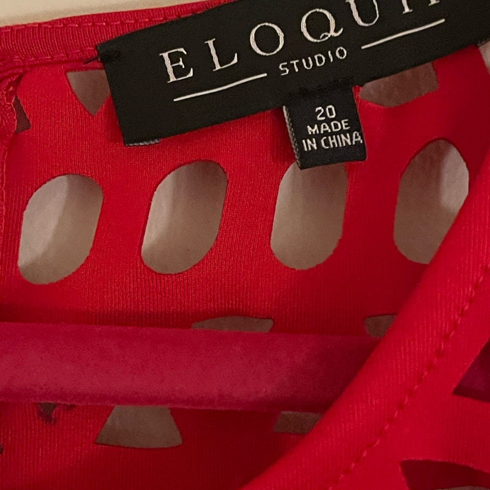 Eloquii Red Midi Dress with Cutout Details - Picture 4 of 6